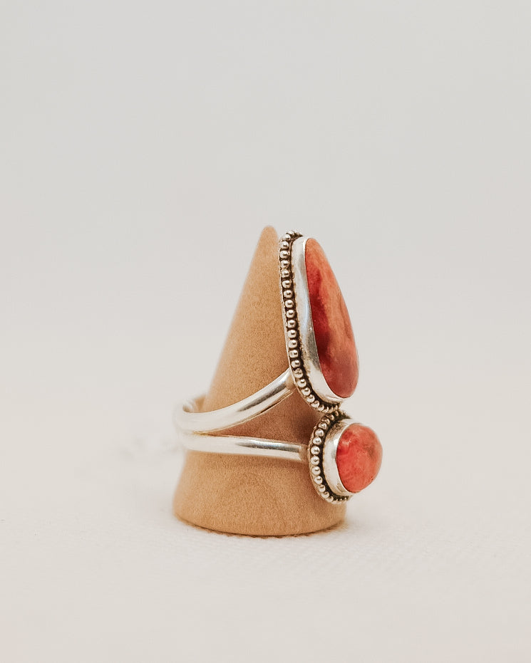 Coral Beaded Double Stacker
