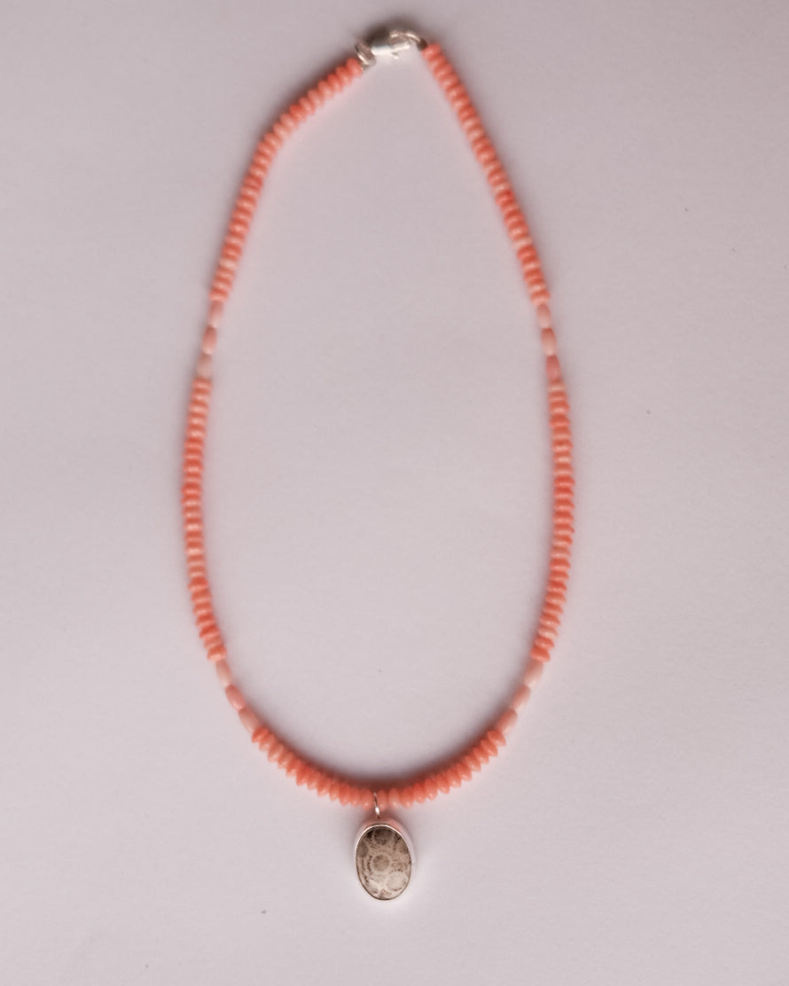 Fossil Coral + Coral Necklace