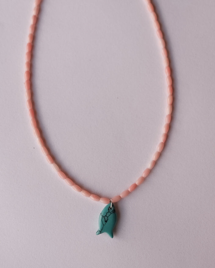 Coral and Turquoise Fish Necklace