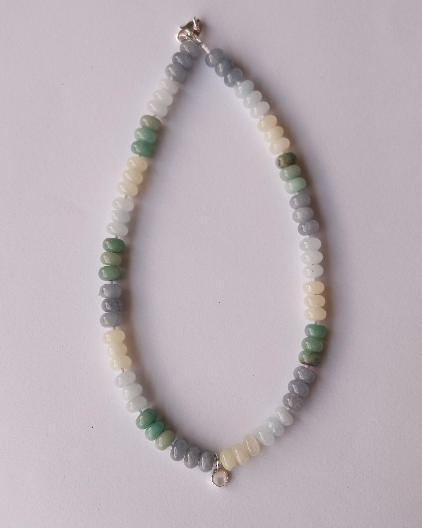 Pearl and Colorful Gemstone Necklace