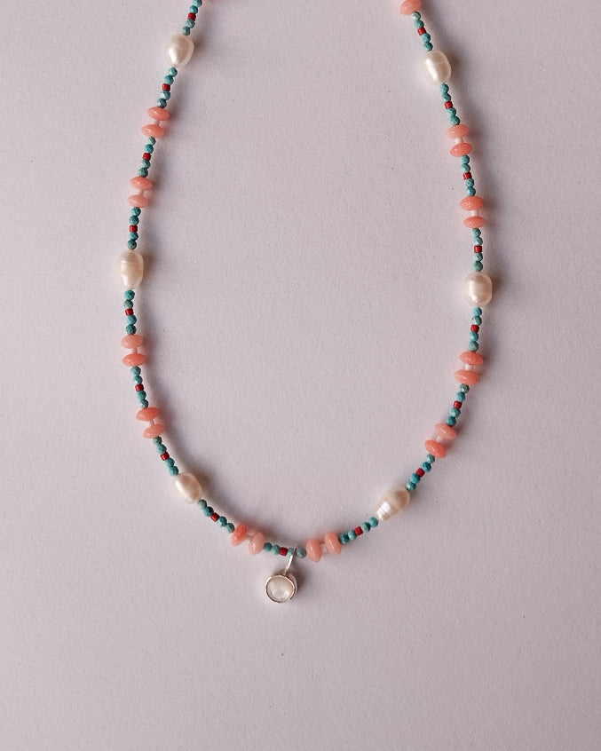 Pearl + Colorful Bead Necklace